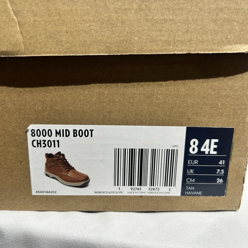 Dunham 8000 Mid Boot Waterproof Leather Upper Slip Resistant, Tan Men's Sz 8 4E - Picture 9 of 10
